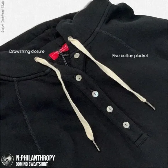 N:PHILANTHROPY DOMINO HOODIE HIGH-LOW SWEATSHIRT IN BLACK CAT WOMEN SIZE SMALL